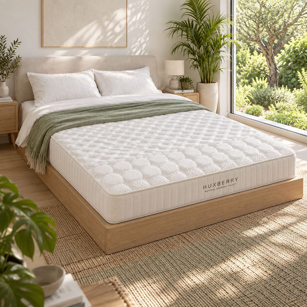 Natural Harmony Select Mattress, in a bright garden bedroom, seen from the other side