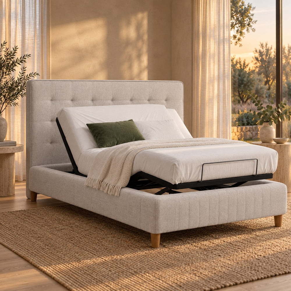 Close-up of the Huxberry Adjustable Deluxe Bed headboard