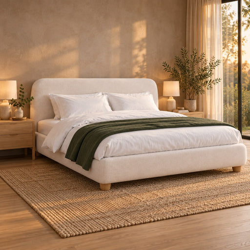 Huxberry Carine Bed in a warm, light bedroom