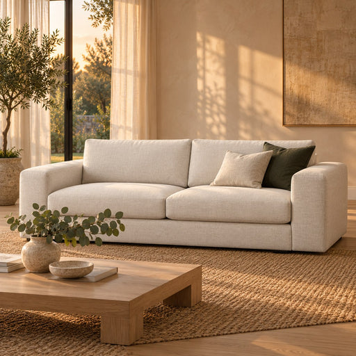 Huxberry Carlton Sofa in a warm, light living room