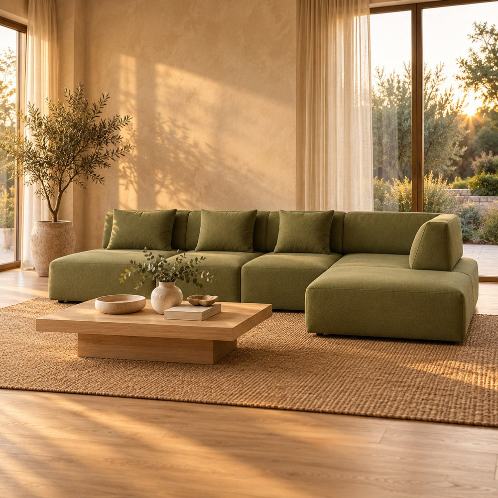 Huxberry Celeste Modular Sofa styled in a calm living room