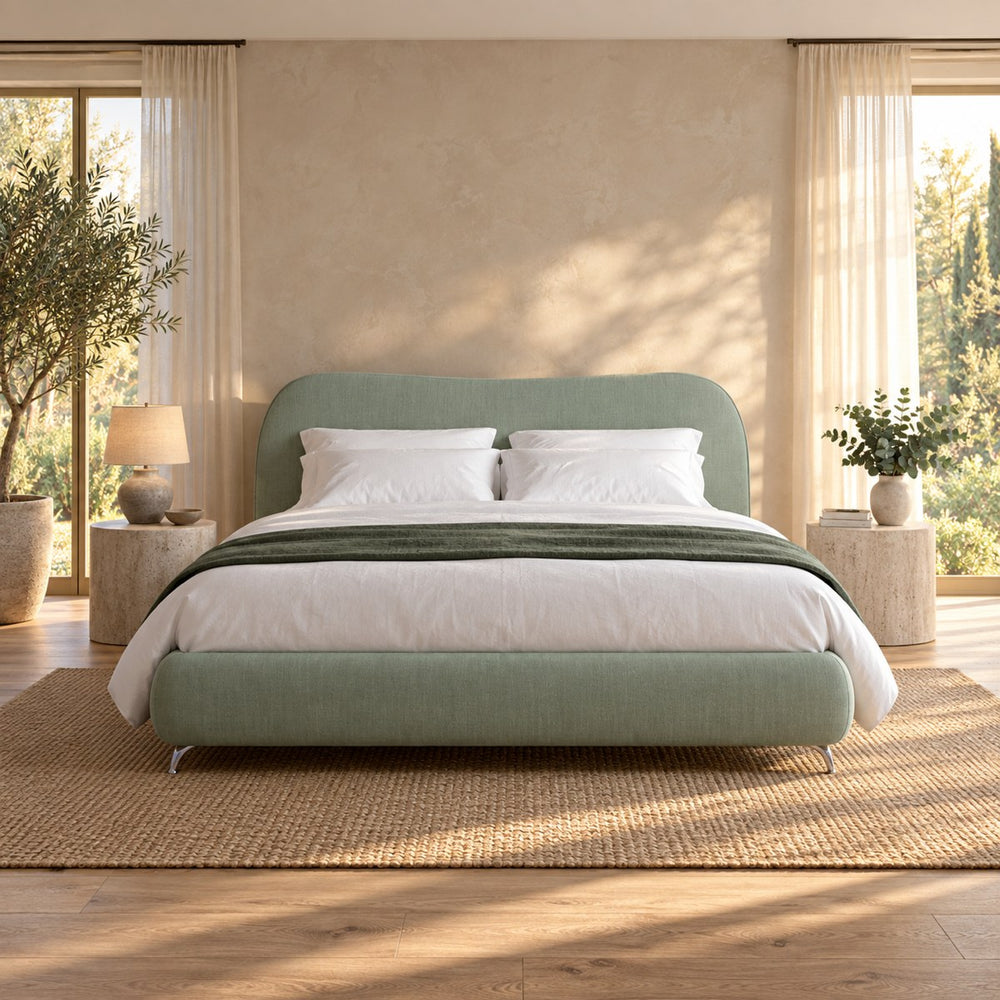 Huxberry Chelsea Bed styled in a calm bedroom