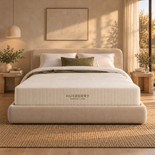 The foot end of the Huxberry Organic Latex Mattress, seen straight on