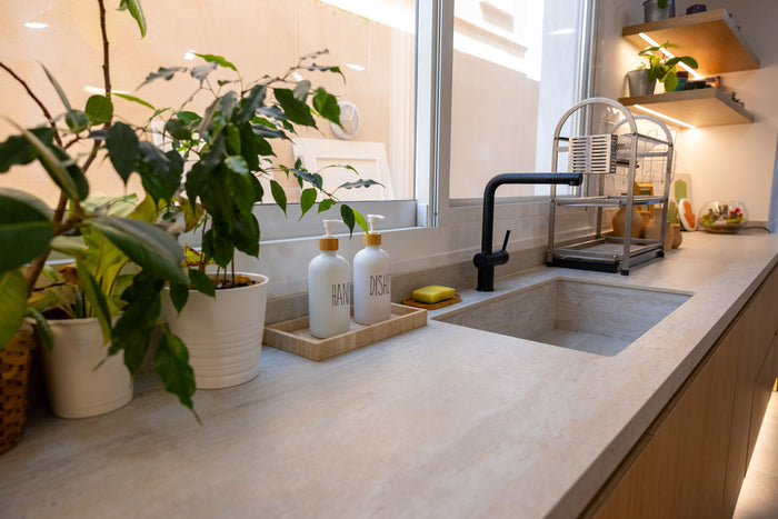 Huxberry bespoke oak kitchen with zellige island, Abu Dhabi