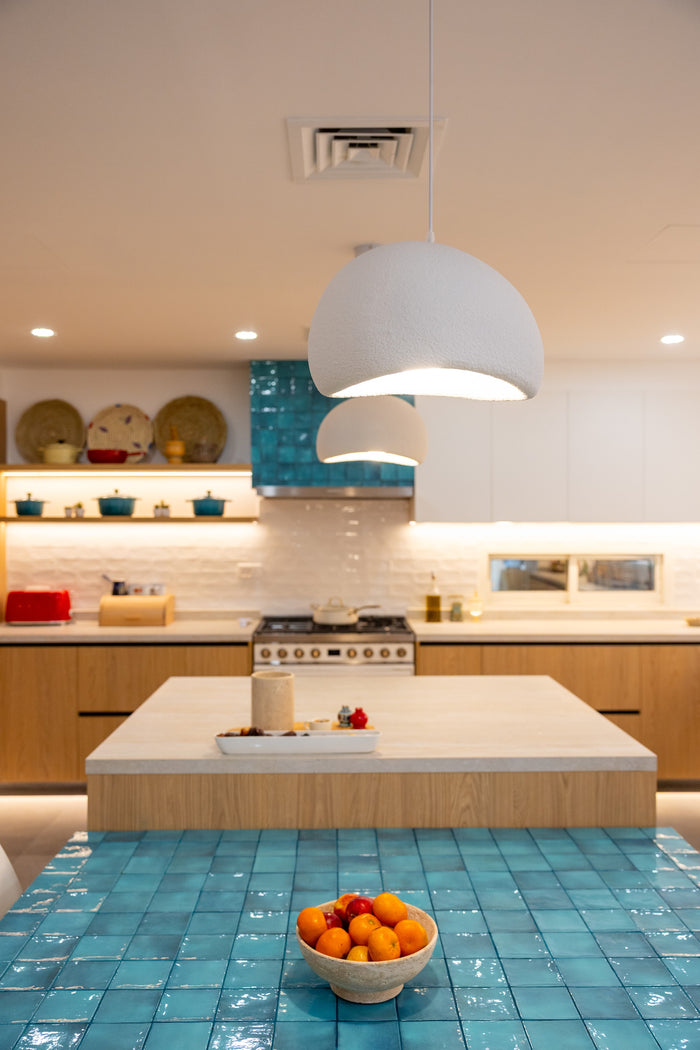 Huxberry bespoke oak kitchen with zellige island, Abu Dhabi