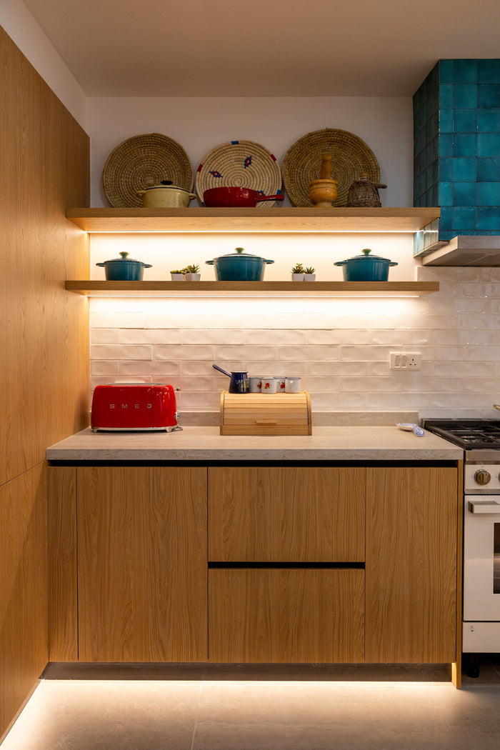 Huxberry bespoke oak kitchen with zellige island, Abu Dhabi