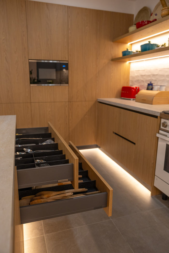 Huxberry bespoke oak kitchen with zellige island, Abu Dhabi