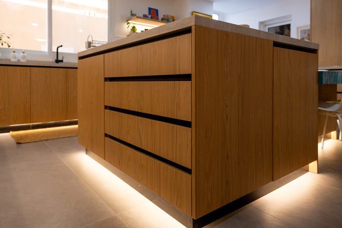 Huxberry bespoke oak kitchen with zellige island, Abu Dhabi