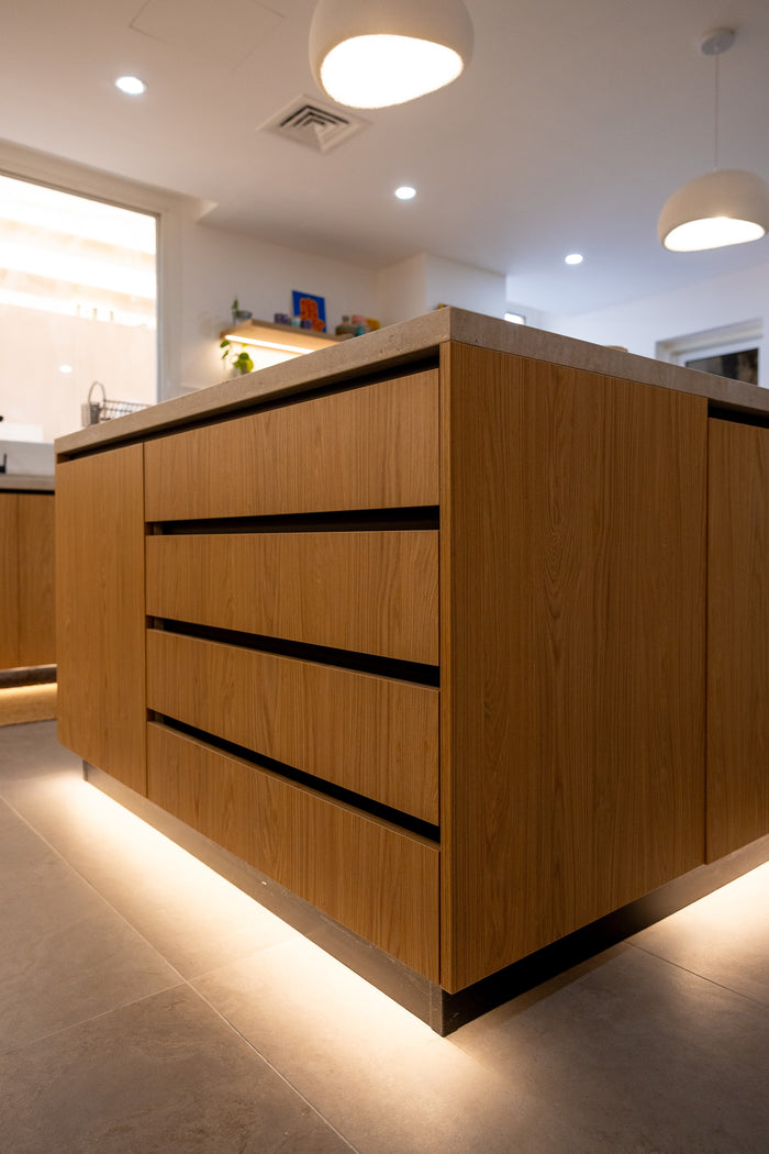 Huxberry bespoke oak kitchen with zellige island, Abu Dhabi