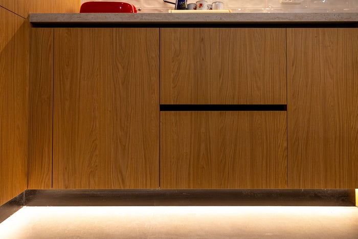 Huxberry bespoke oak kitchen with zellige island, Abu Dhabi