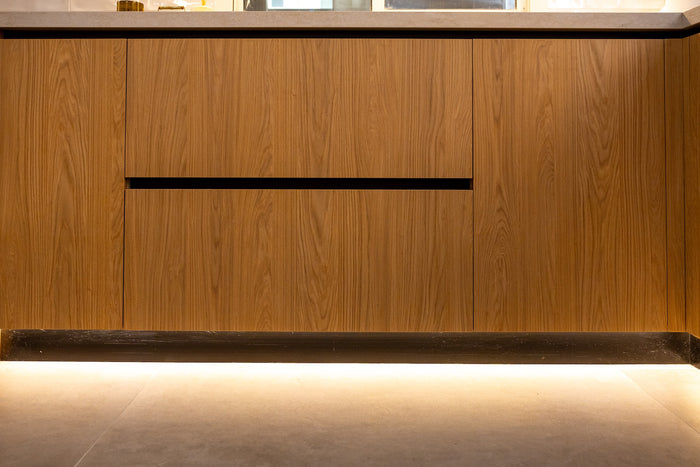 Huxberry bespoke oak kitchen with zellige island, Abu Dhabi