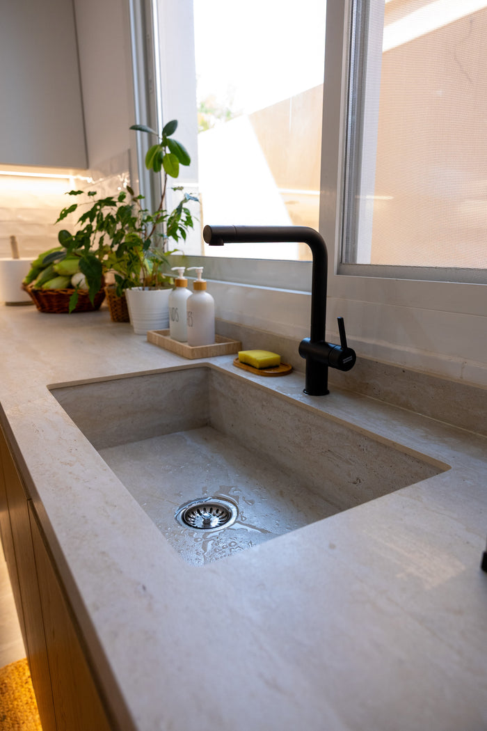Huxberry bespoke oak kitchen with zellige island, Abu Dhabi