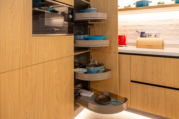 Huxberry bespoke oak kitchen with zellige island, Abu Dhabi