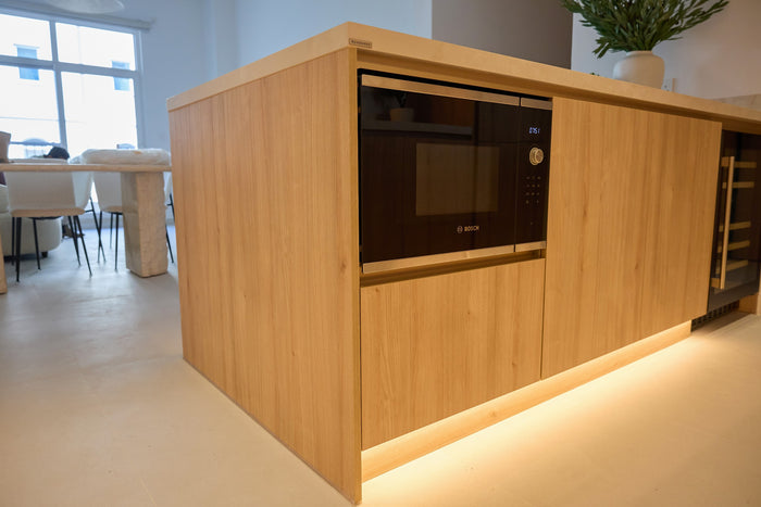 Huxberry bespoke light oak kitchen with arches, Motor City, Dubai