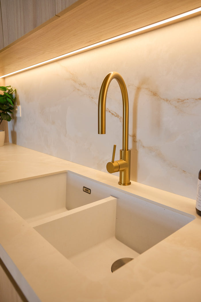 Huxberry bespoke light oak kitchen with arches, Motor City, Dubai