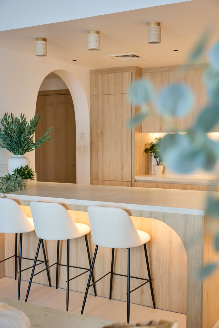 Huxberry bespoke light oak kitchen with arches, Motor City, Dubai