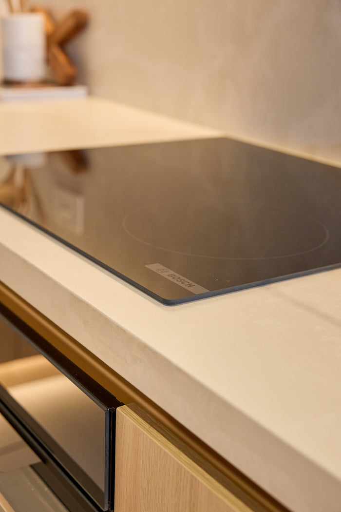 Huxberry bespoke light oak kitchen with arches, Motor City, Dubai