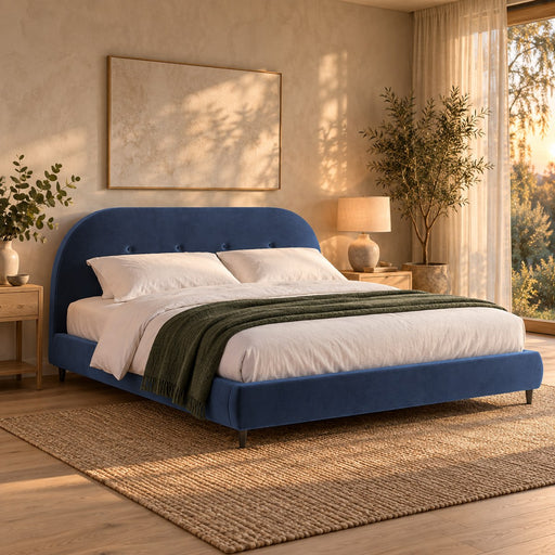 Huxberry Sarnia Bed in a warm, light bedroom