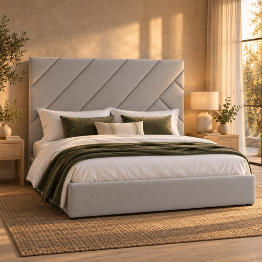 Huxberry Seville Bed in a warm, light bedroom