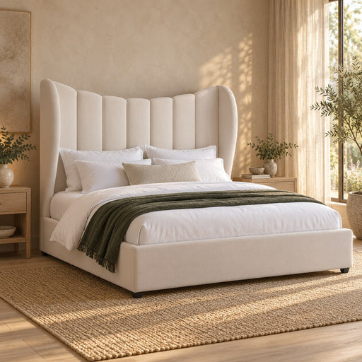 Huxberry Somerset Bed in a warm, light bedroom