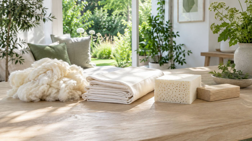 Natural wool, organic cotton and natural latex, the materials inside a Huxberry mattress