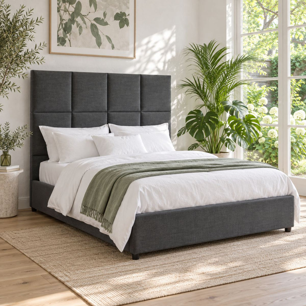 York Bed in a bright, plant-filled bedroom