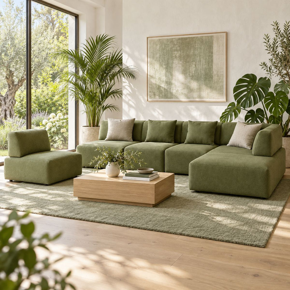 Celeste Modular Sofa in a bright, plant-filled living room